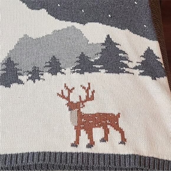 Coldwater Creek Women's Sz PL Wildlife Knit Holiday Sweater Charcoal Christmas - Picture 11 of 15